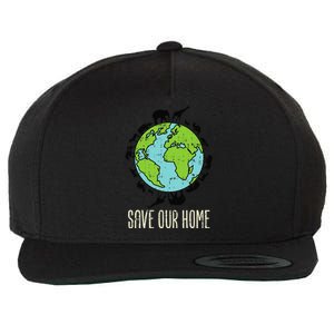 Save Our Home Animals Wildlife Conservation Earth Day Gift Wool Snapback Cap