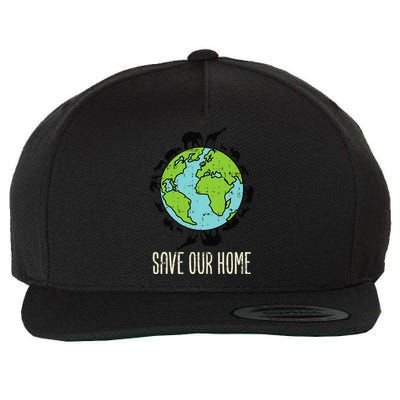 Save Our Home Animals Wildlife Conservation Earth Day Gift Wool Snapback Cap