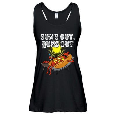 Suns Out Hot Dog Buns Out Funny Sausage Bbq Food Barbecue Ladies Essential Flowy Tank