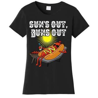 Suns Out Hot Dog Buns Out Funny Sausage Bbq Food Barbecue Women's T-Shirt