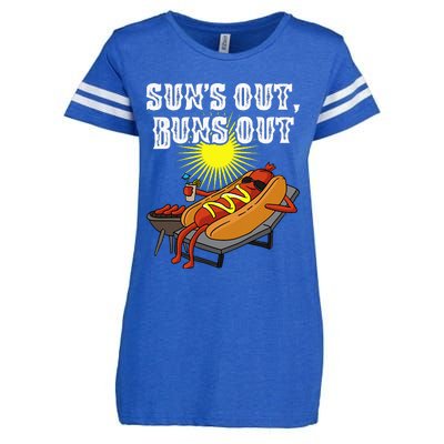 Suns Out Hot Dog Buns Out Funny Sausage Bbq Food Barbecue Enza Ladies Jersey Football T-Shirt