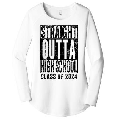 Straight Outta High School Graduation Class Of 2024 Grad Women's Perfect Tri Tunic Long Sleeve Shirt