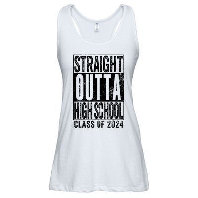 Straight Outta High School Graduation Class Of 2024 Grad Ladies Essential Flowy Tank