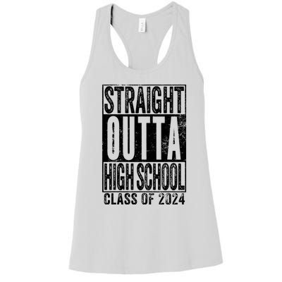 Straight Outta High School Graduation Class Of 2024 Grad Women's Racerback Tank