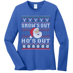 Snows Out Ho Ho Hos Style Christmas Santa Ugly Xmas Great Gift Ladies Long Sleeve Shirt