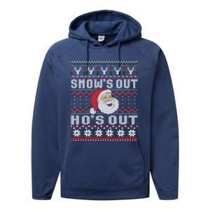 Snows Out Ho Ho Hos Style Christmas Santa Ugly Xmas Great Gift Performance Fleece Hoodie