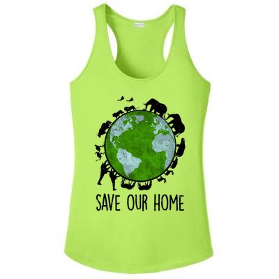 Save Our Home Animals Earth Day Planet Environt Funny Gift Ladies PosiCharge Competitor Racerback Tank