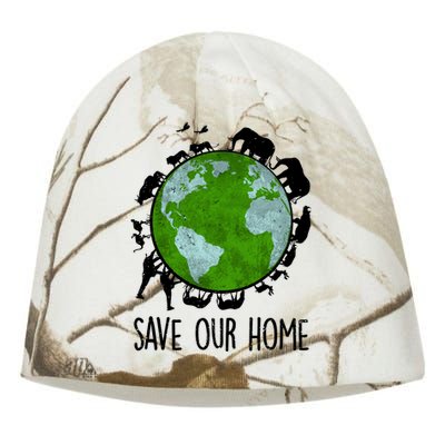 Save Our Home Animals Earth Day Planet Environt Funny Gift Kati - Camo Knit Beanie