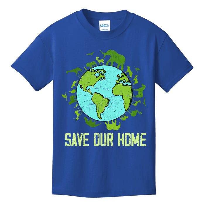 Save Our Home Animals Wildlife Earth Day 2024 Kids T-Shirt