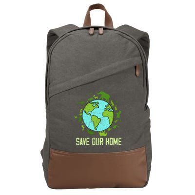 Save Our Home Animals Wildlife Earth Day 2024 Cotton Canvas Backpack