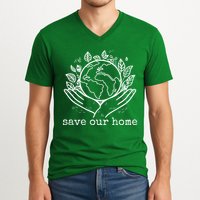 Save Our Home Earth Day V-Neck T-Shirt