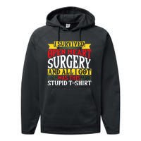 Survived Open Heart Surgery All I Got Stupid Gag Gift Performance Fleece Hoodie