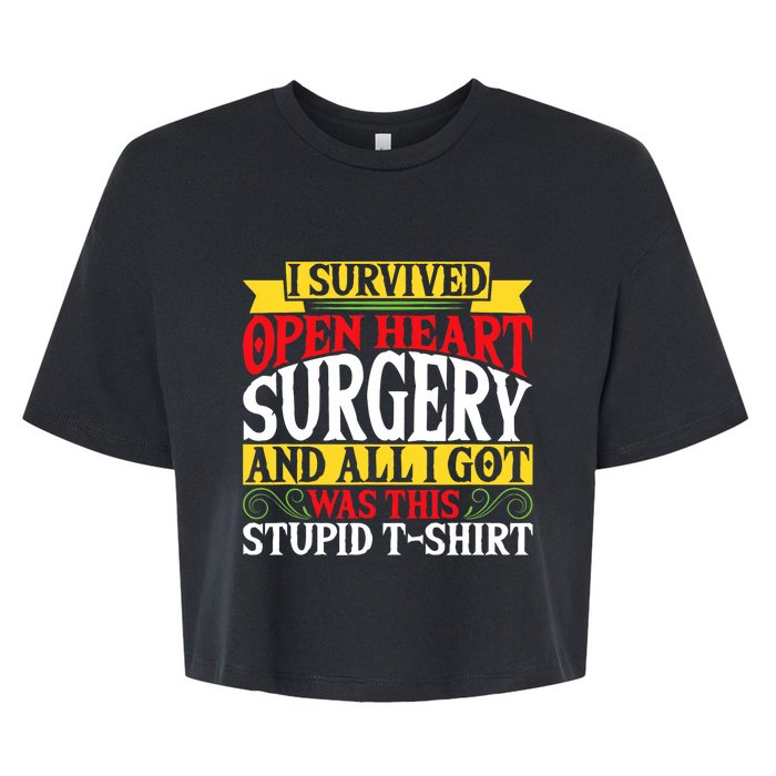 Survived Open Heart Surgery All I Got Stupid Gag Gift Bella+Canvas Jersey Crop Tee