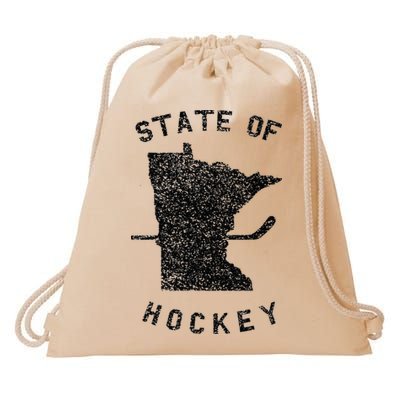 State Of Hockey Minnesota Drawstring Bag