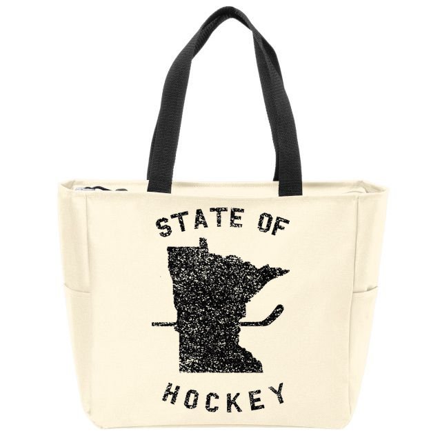 State Of Hockey Minnesota Zip Tote Bag