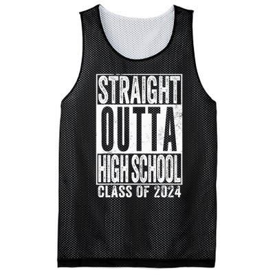 Straight Outta High School Graduation Class Of 2024 Grad Mesh Reversible Basketball Jersey Tank