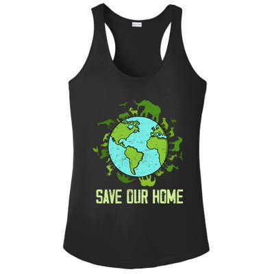 Save Our Home Animals Wildlife Conservation Earth Day 2024 Ladies PosiCharge Competitor Racerback Tank