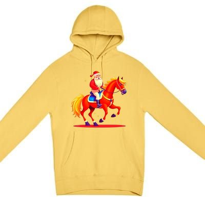 Santa On Horseback A Perfect Festive Christmas Xmas Graphic Cute Gift Premium Pullover Hoodie