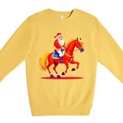 Santa On Horseback A Perfect Festive Christmas Xmas Graphic Cute Gift Premium Crewneck Sweatshirt