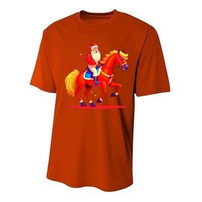 Santa On Horseback A Perfect Festive Christmas Xmas Graphic Cute Gift Performance Sprint T-Shirt