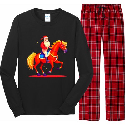 Santa On Horseback A Perfect Festive Christmas Xmas Graphic Cute Gift Long Sleeve Pajama Set