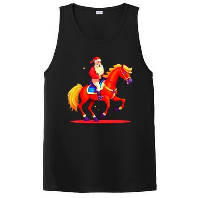 Santa On Horseback A Perfect Festive Christmas Xmas Graphic Cute Gift PosiCharge Competitor Tank