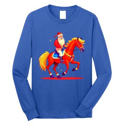 Santa On Horseback A Perfect Festive Christmas Xmas Graphic Cute Gift Long Sleeve Shirt