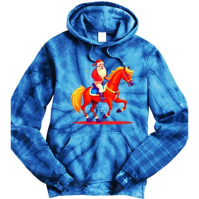 Santa On Horseback A Perfect Festive Christmas Xmas Graphic Cute Gift Tie Dye Hoodie