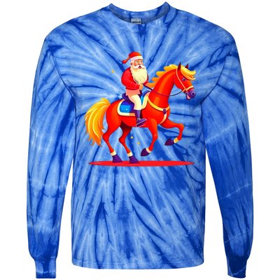 Santa On Horseback A Perfect Festive Christmas Xmas Graphic Cute Gift Tie-Dye Long Sleeve Shirt