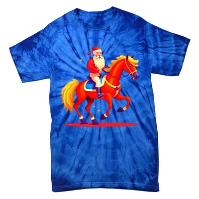 Santa On Horseback A Perfect Festive Christmas Xmas Graphic Cute Gift Tie-Dye T-Shirt