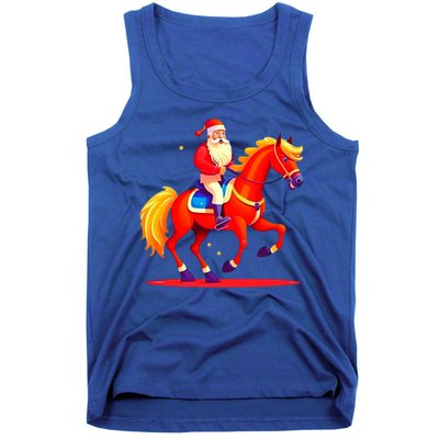 Santa On Horseback A Perfect Festive Christmas Xmas Graphic Cute Gift Tank Top