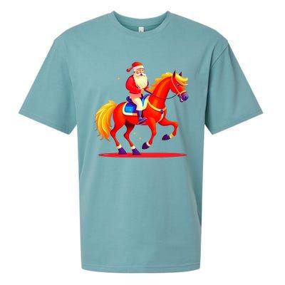 Santa On Horseback A Perfect Festive Christmas Xmas Graphic Cute Gift Sueded Cloud Jersey T-Shirt