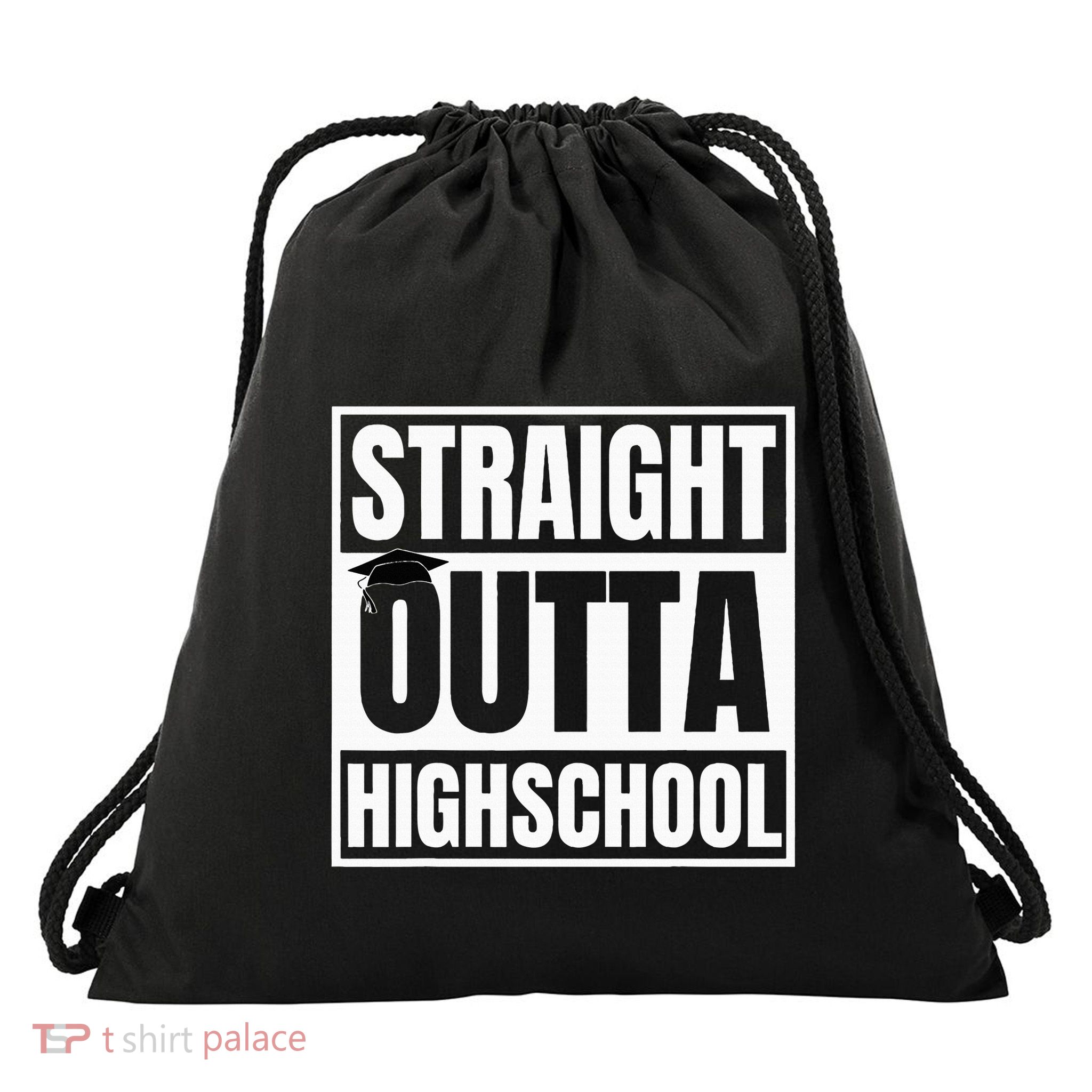 Straight Outta Highschool Graduation First Day Of School Drawstring Bag