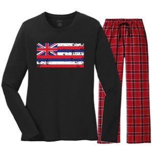 State Of Hawaii Flag Hawaiian Flag Island Hawaii Love Women's Long Sleeve Flannel Pajama Set 