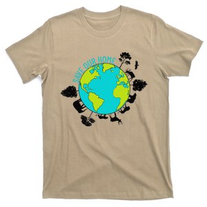 Save Our Home Planet Globe Animals Trees Earth Day April 22 T-Shirt