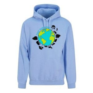 Save Our Home Planet Globe Animals Trees Earth Day April 22 Unisex Surf Hoodie