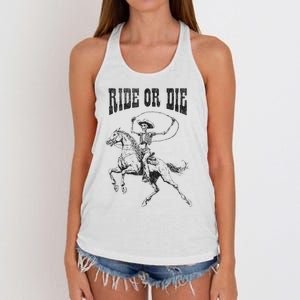 Skeleton On Horse Women's Knotted Racerback Tank