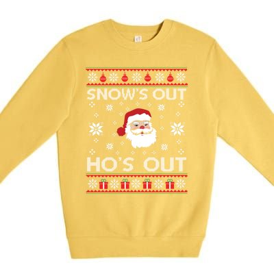 Snows Out Ho Ho Hos Style Christmas Santa Funny Gift Premium Crewneck Sweatshirt