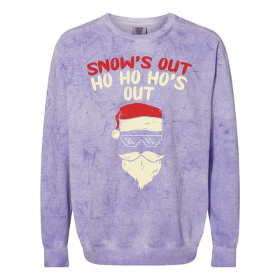 Snows Out Ho Hos Out Christmas Santa Gift Thug Gift Colorblast Crewneck Sweatshirt