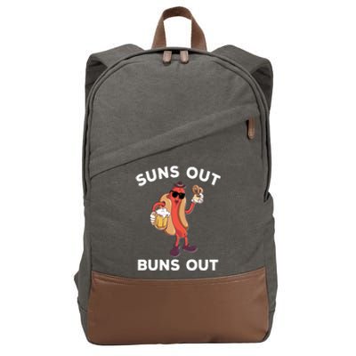 Suns Out Hot Dog Buns Out Funny Sausage Meaningful Gift Cotton Canvas Backpack