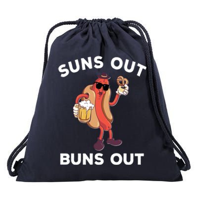 Suns Out Hot Dog Buns Out Funny Sausage Meaningful Gift Drawstring Bag