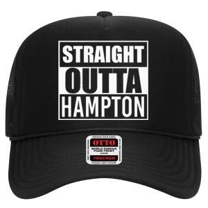 Straight Outta Hampton Funny Best Gift Virginia VA State High Crown Mesh Back Trucker Hat