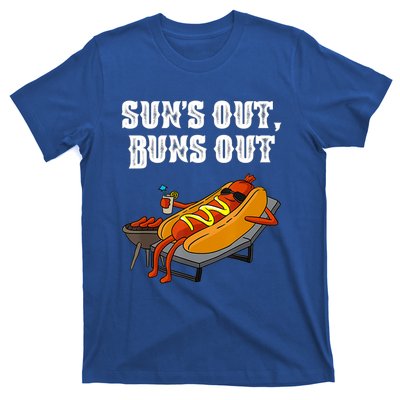 Suns Out Hotdog Buns Out Funny Sausage Bbq Fast Food Punny Gift T-Shirt