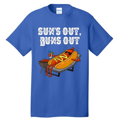 Suns Out Hotdog Buns Out Funny Sausage Bbq Fast Food Punny Gift Tall T-Shirt