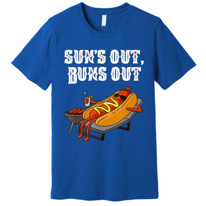 Suns Out Hotdog Buns Out Funny Sausage Bbq Fast Food Punny Gift Premium T-Shirt