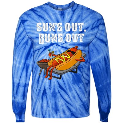 Suns Out Hotdog Buns Out Funny Sausage Bbq Fast Food Punny Gift Tie-Dye Long Sleeve Shirt