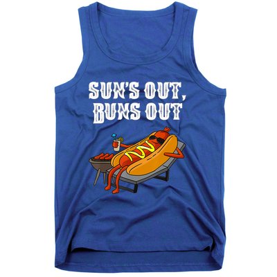 Suns Out Hotdog Buns Out Funny Sausage Bbq Fast Food Punny Gift Tank Top