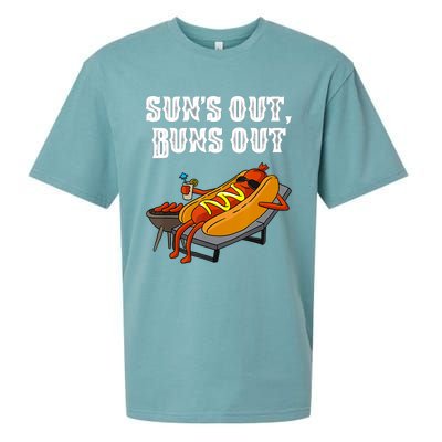 Suns Out Hotdog Buns Out Funny Sausage Bbq Fast Food Punny Gift Sueded Cloud Jersey T-Shirt