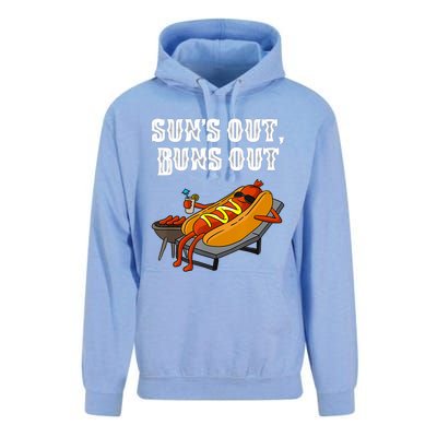 Suns Out Hotdog Buns Out Funny Sausage Bbq Fast Food Punny Gift Unisex Surf Hoodie