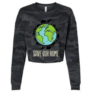 Save Our Home Animals Wildlife Conservation Earth Day Gift Cropped Pullover Crew